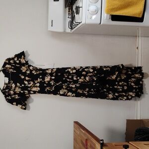 Cotton Candy LA | Deep Navy Floral Asymmetrical Maxi Wrap Dress | Women's S